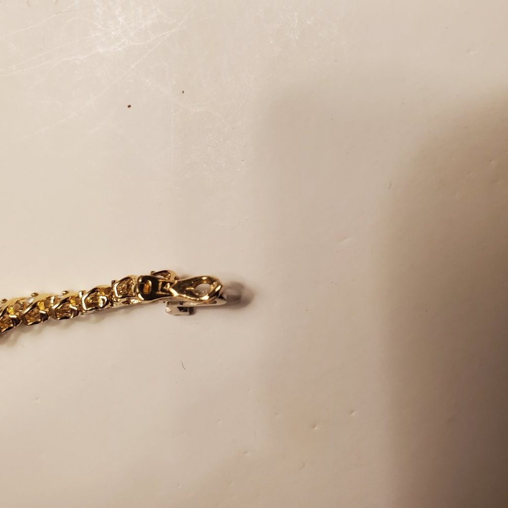 Diamond tennis S-link bracelet 14K yellow gold - Picture 10 of 13